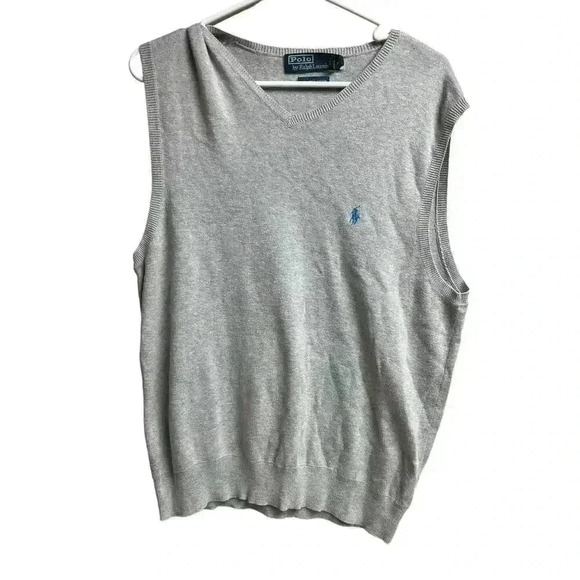 Polo by Ralph Lauren Pullover Men's Medium V-Neck Sweater Vest Gray - Picture 1 of 6